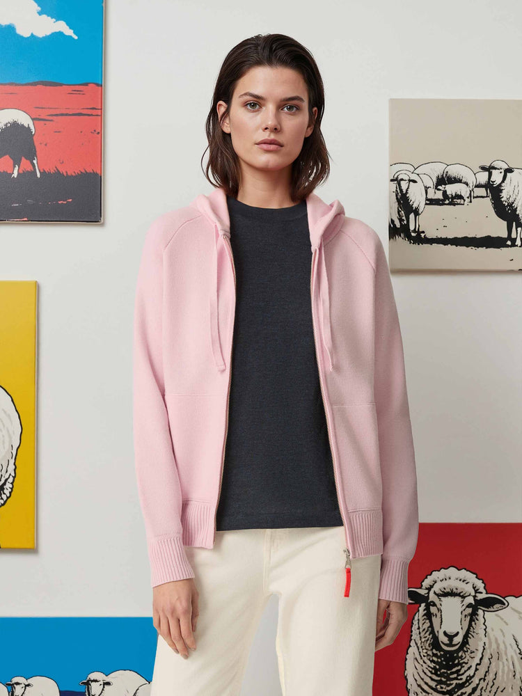 The Knitted Zip Hoodie Candyfloss Pink Image