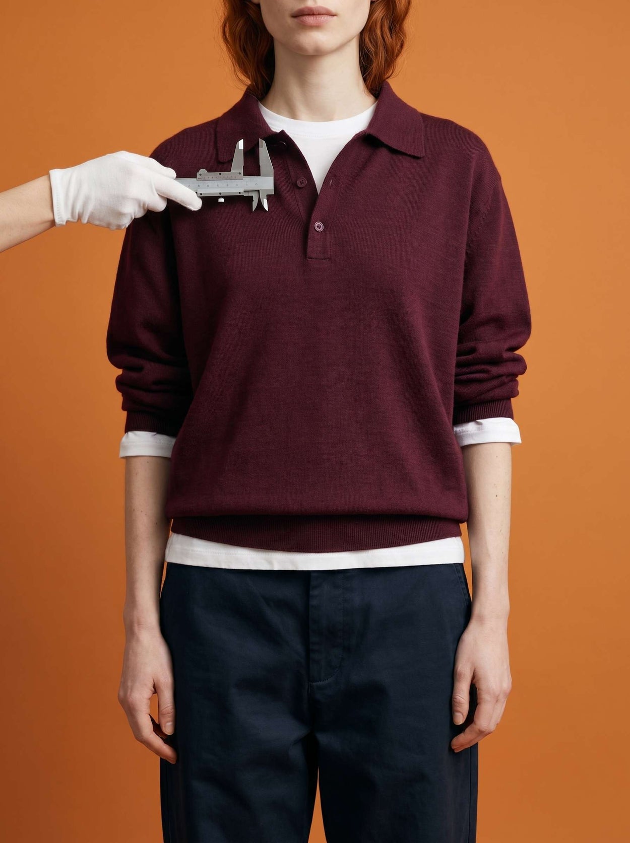 The Everyday Long Sleeve Polo Konini Burgundy Female Image
