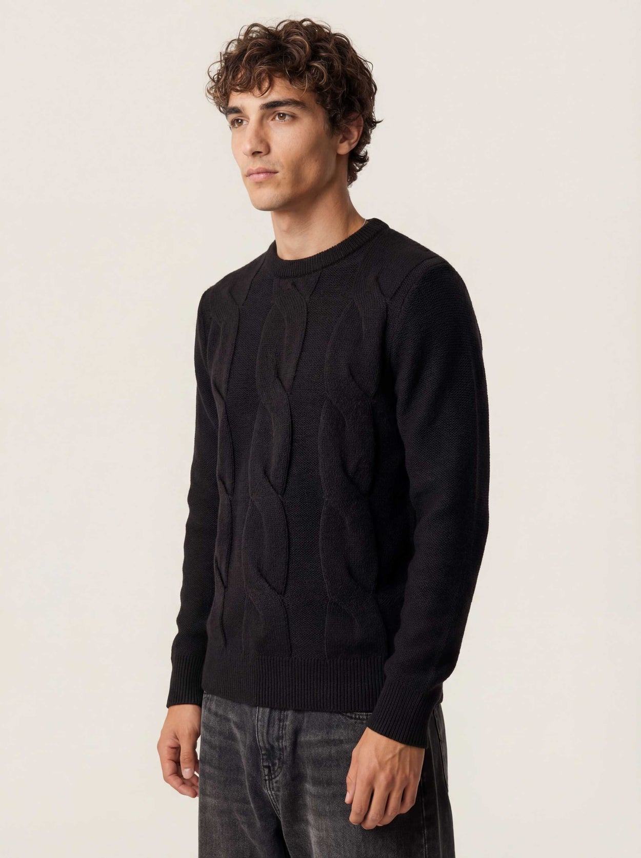 The Cable Knit Anthracite Black Male Image