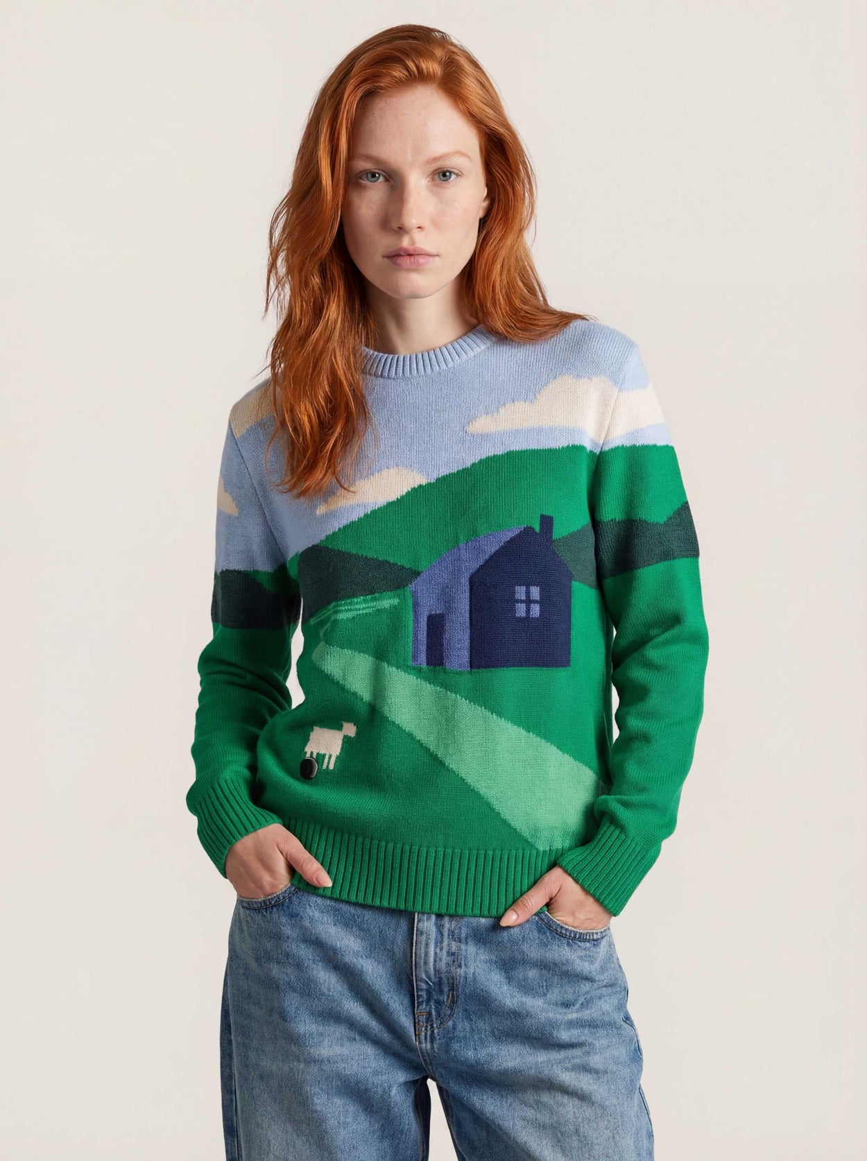 The Sheepscape Crewneck Bottle Green Female Image