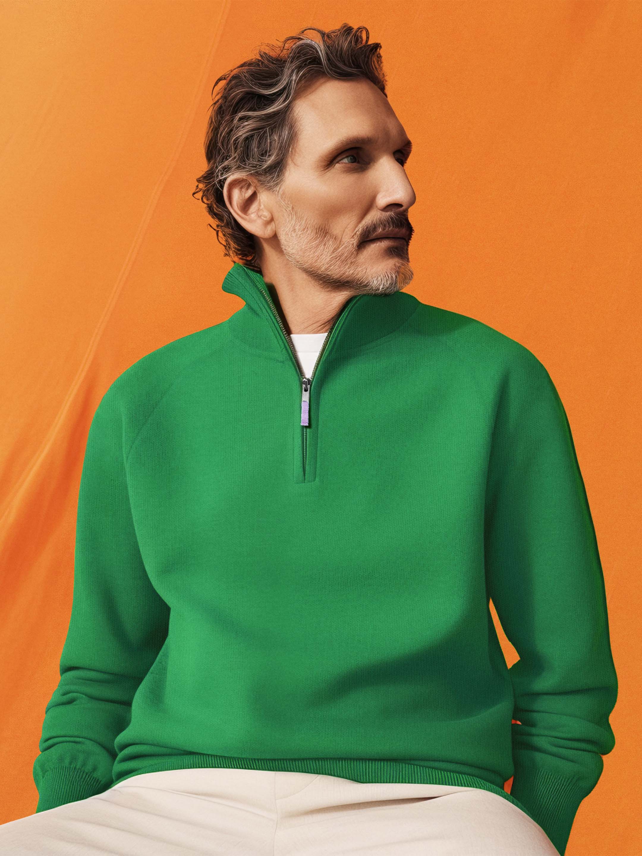 Green Knitted Half Zip Jumper - Men's/Women's - Sheep Inc